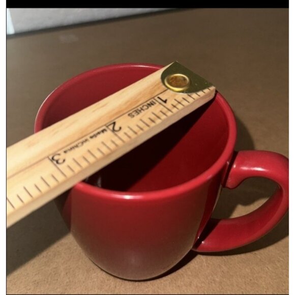 Set Of 6  Stoneware Mugs In White & Red - Picture 11 of 14